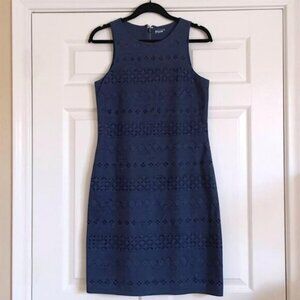 Izod Navy Blue Cotton Eyelet Shift Dress Size S NWOT